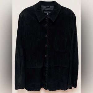 Revue Black Suede Jacket with Whipstitch Trim Size 12